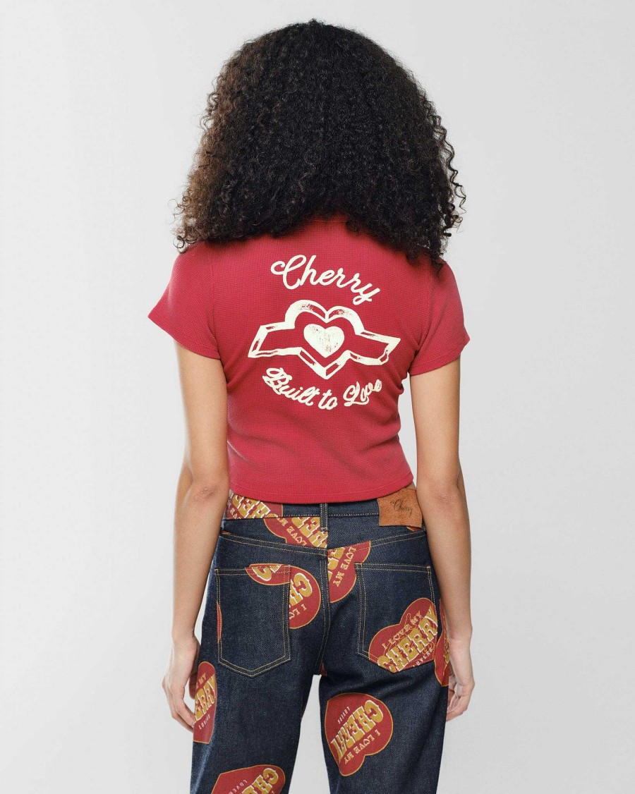 Cherry LA Built To Love Thermal Baby Tee (Red) Clearance