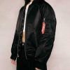 Cherry LA Satin Bomber Jacket (Black) New