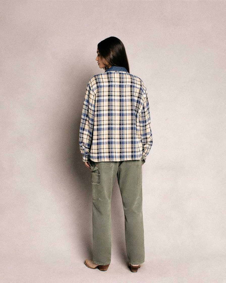 Cherry LA Plaid Zip Shirt Jacket (Beige) Online