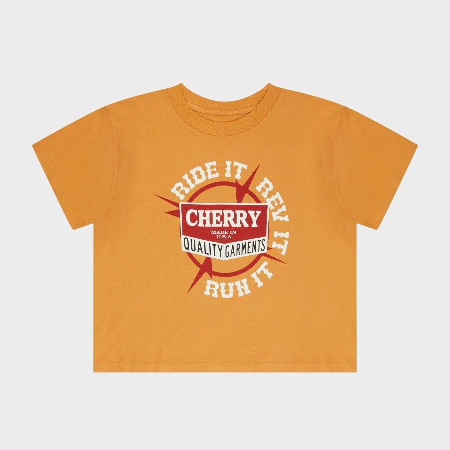 Cherry LA Ride It, Rev It Boxy Baby Tee (Orange) Hot