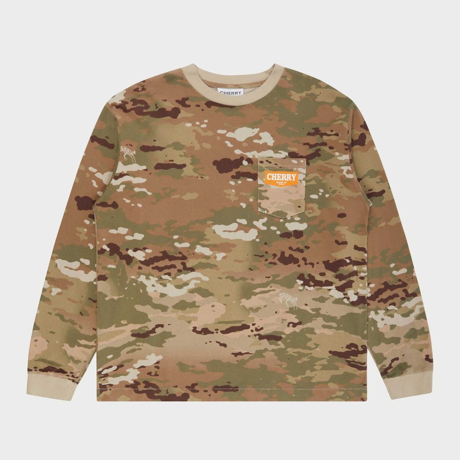 Cherry LA Ride It, Rev It Pocket L/S T-Shirt (Camo) Hot