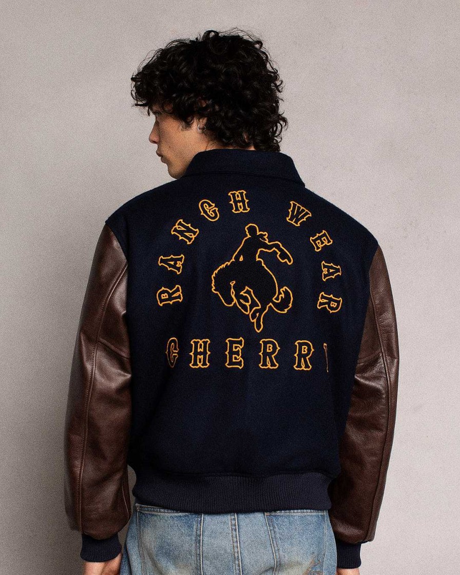 Cherry LA Ranch Wear Varsity Jacket (Navy/Brown) New