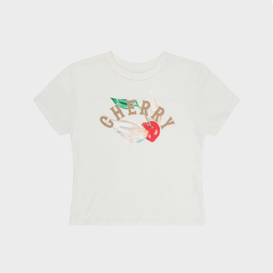 Cherry LA Flying Cherry Baby Tee (Vintage White) Hot