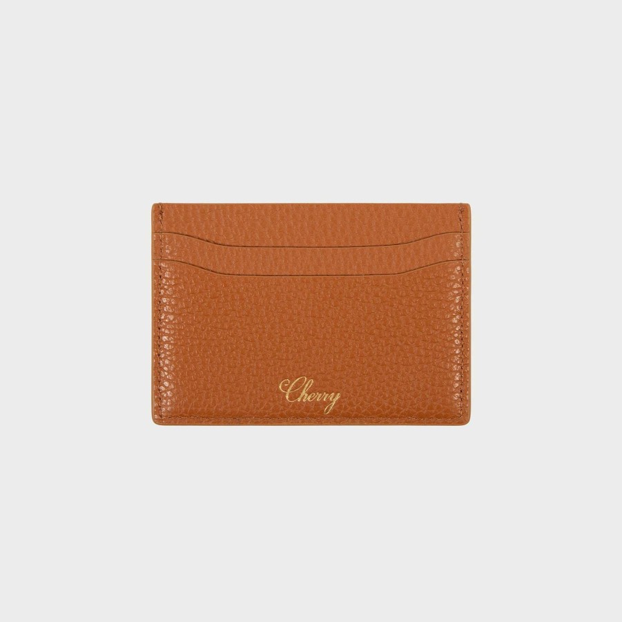 Cherry LA Leather Card Holder (Saddle Brown) New