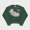 Cherry LA Wilderness Henley Crewneck (Green) New