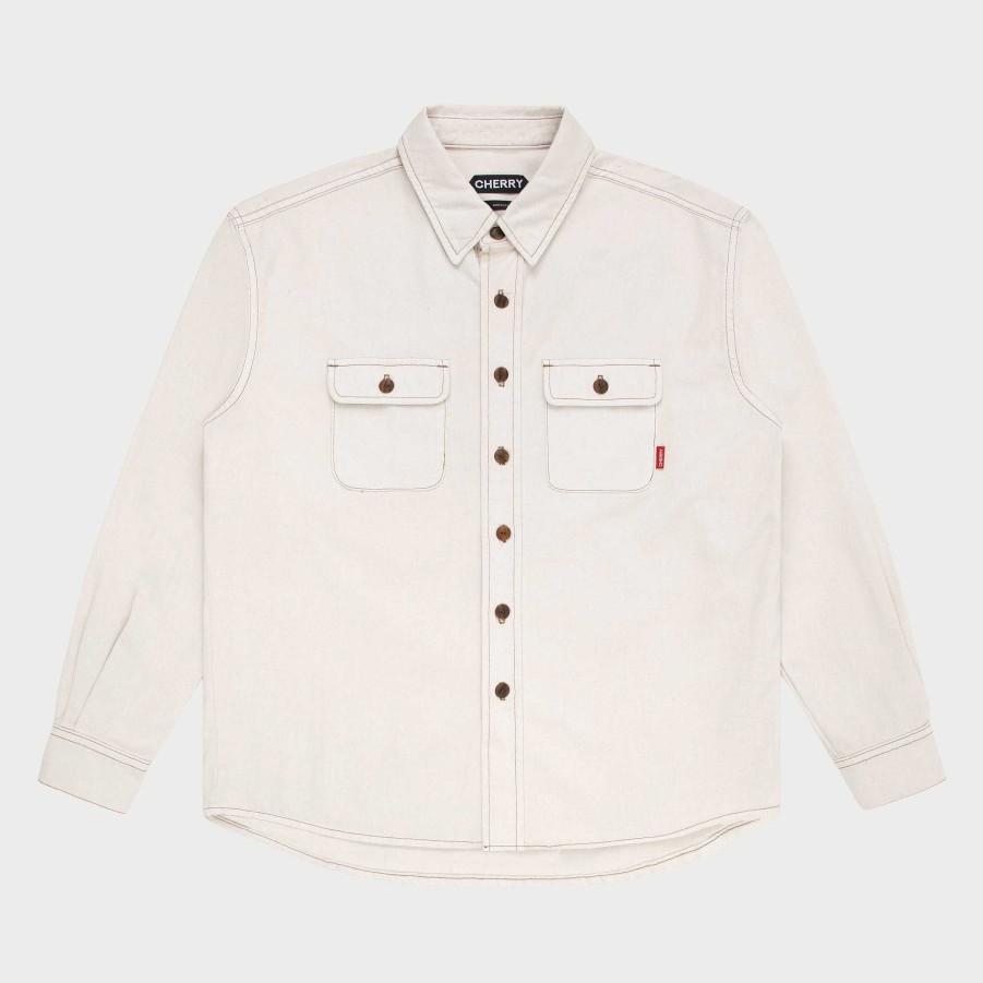 Cherry LA Denim Overshirt (Vintage White) Wholesale