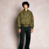 Cherry LA Satin Bomber Jacket (Olive) Clearance